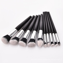 Custom Logo Professional High Quality 10PCS  Classic Black Handle  Makeup Brushes  Foundation Eyelash Blending Makeup Brush Set